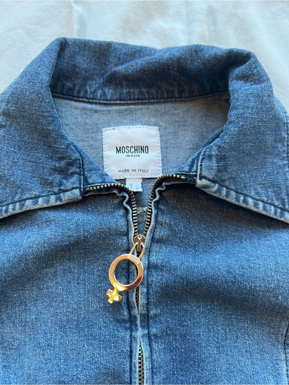 Moschino Blue Denim Zip-Front Jacket Vintage - Picture 11 of 12